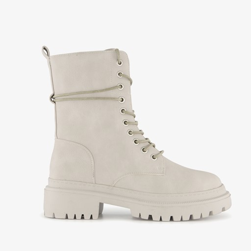 Dames veterboots lichtgrijs