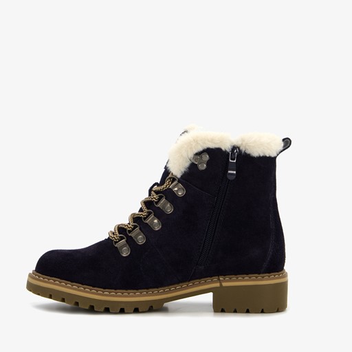 Gevoerde suède dames veterboots navy
