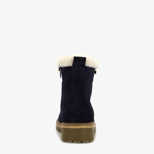 Gevoerde suède dames veterboots navy