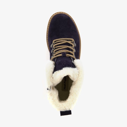 Gevoerde suède dames veterboots navy