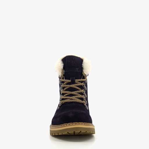 Gevoerde suède dames veterboots navy