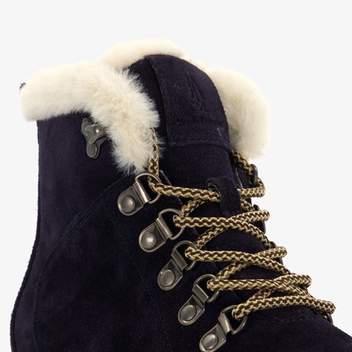 Gevoerde suède dames veterboots navy
