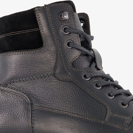 Leren heren veterboots zwart