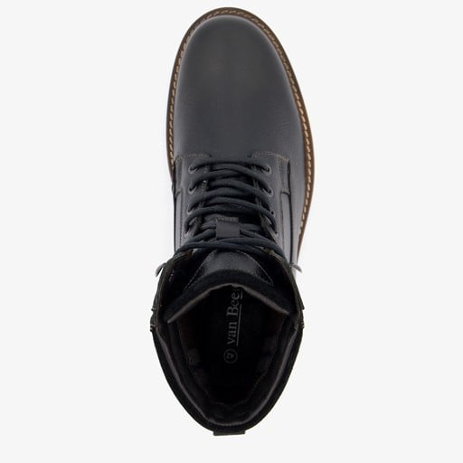 Leren heren veterboots zwart