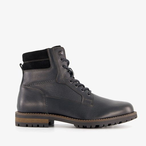 Leren heren veterboots zwart