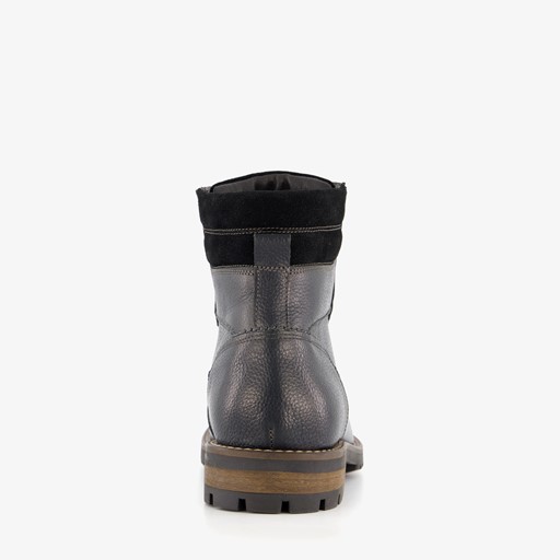 Leren heren veterboots zwart