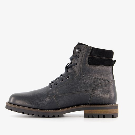 Leren heren veterboots zwart