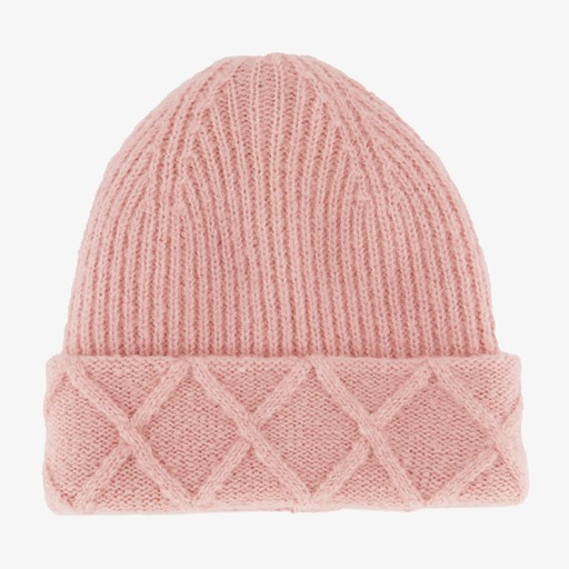Gebreide dames muts lichtroze