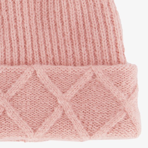 Gebreide dames muts lichtroze