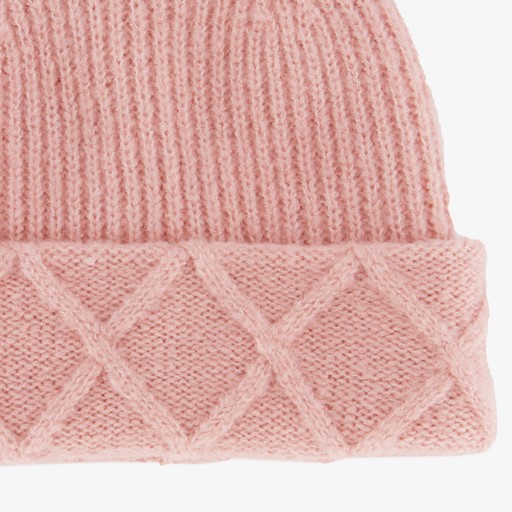 Gebreide dames muts lichtroze
