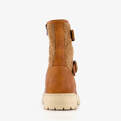 Meisjes teddy biker boots bruin
