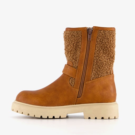 Meisjes teddy biker boots bruin