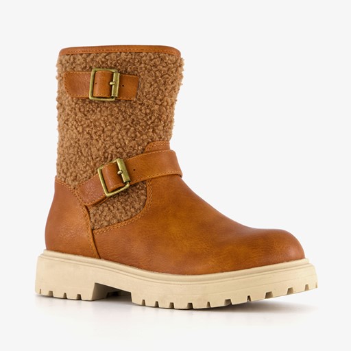 Meisjes teddy biker boots bruin