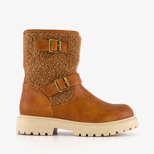 Meisjes teddy biker boots bruin