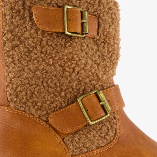 Meisjes teddy biker boots bruin