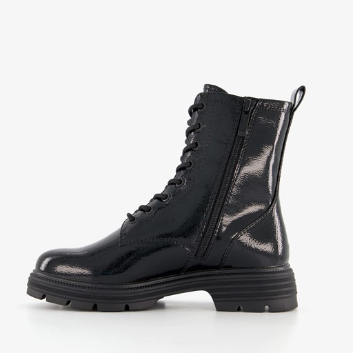 Dames lak veterboots zwart