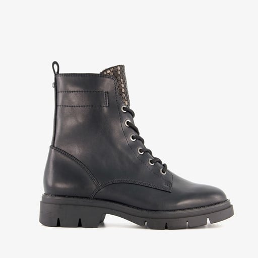 Dames veterboots zwart goud
