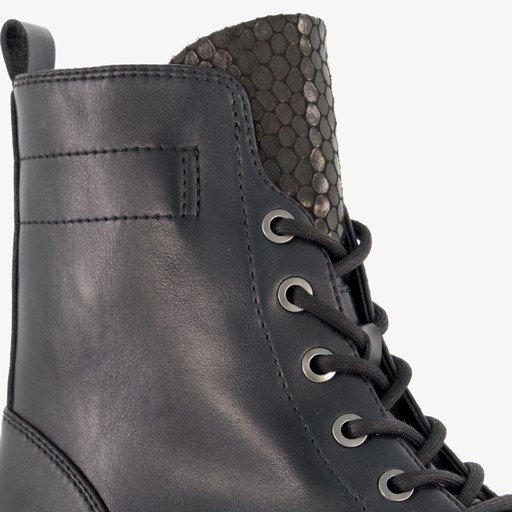 Dames veterboots zwart goud