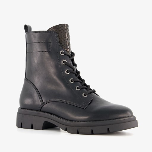 Dames veterboots zwart goud