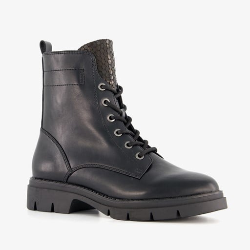 Dames veterboots zwart goud