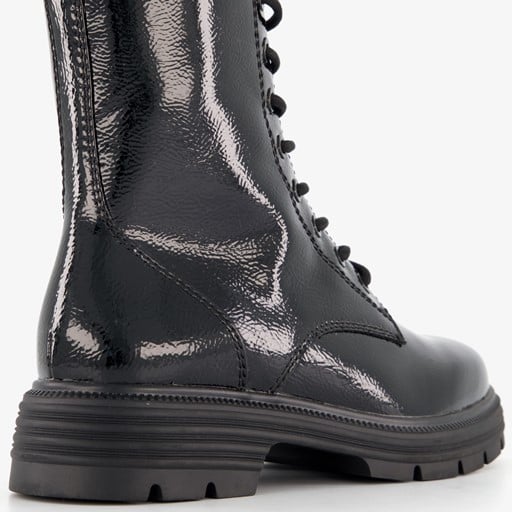 Dames lak veterboots zwart