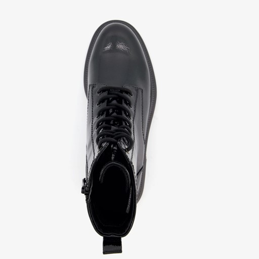 Dames lak veterboots zwart