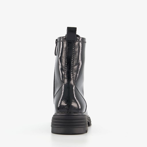 Dames lak veterboots zwart