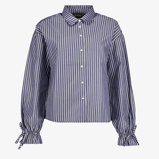 Dames blouse gestreept donkerblauw wit