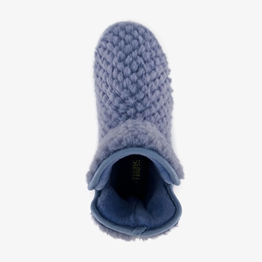 Gevoerde dames teddy sloffen blauw