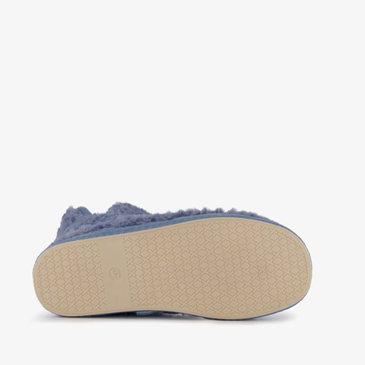 Gevoerde dames teddy sloffen blauw