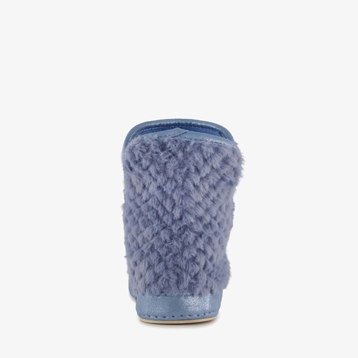 Gevoerde dames teddy sloffen blauw