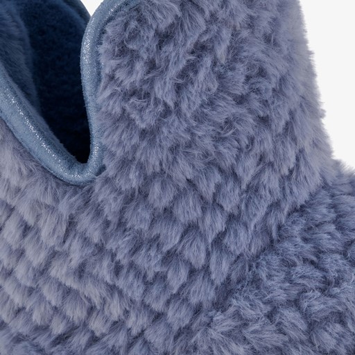 Gevoerde dames teddy sloffen blauw