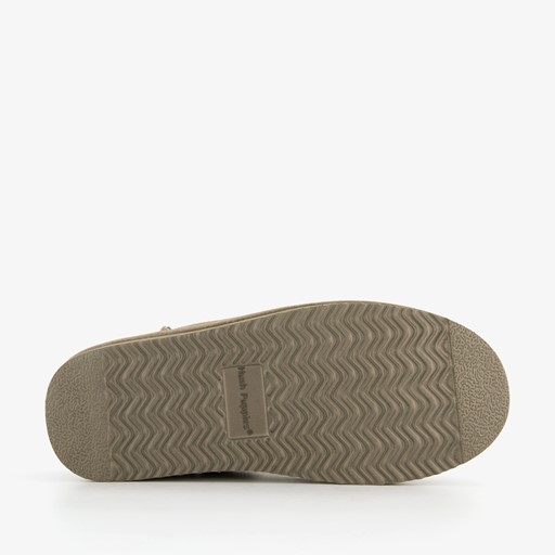 Gevoerde suede heren pantoffels taupe