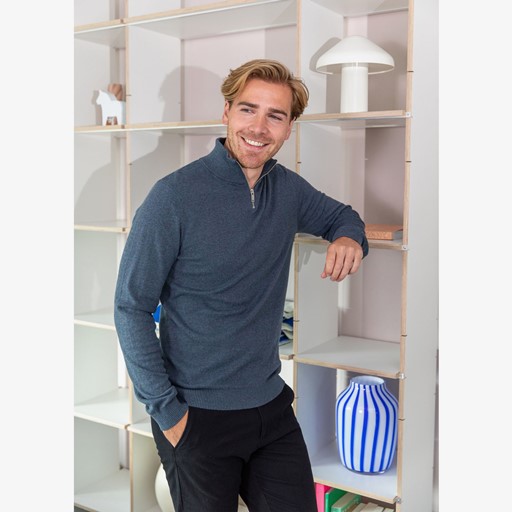 Heren trui met rits grijs