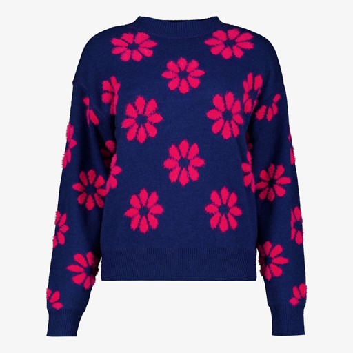 Gebreide dames trui blauw