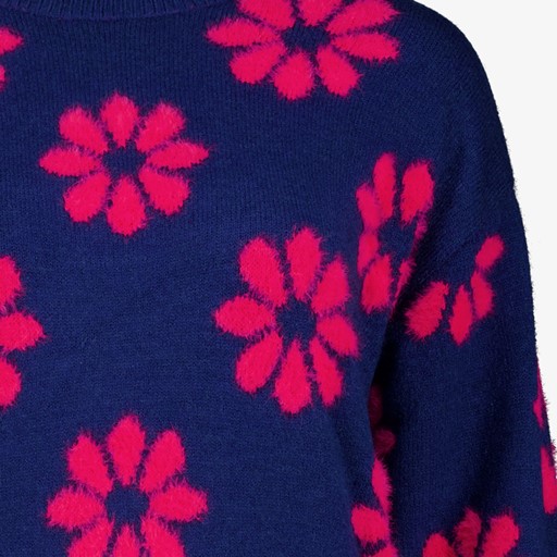 Gebreide dames trui blauw