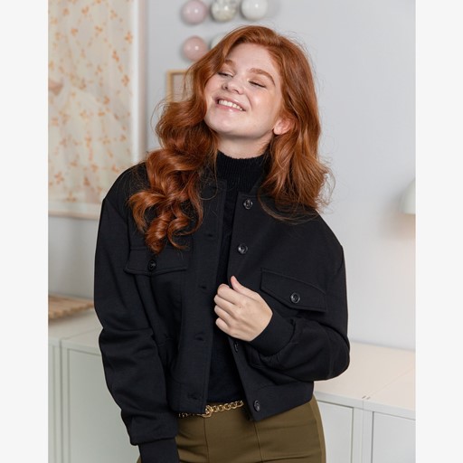 Dames bomber jas zwart