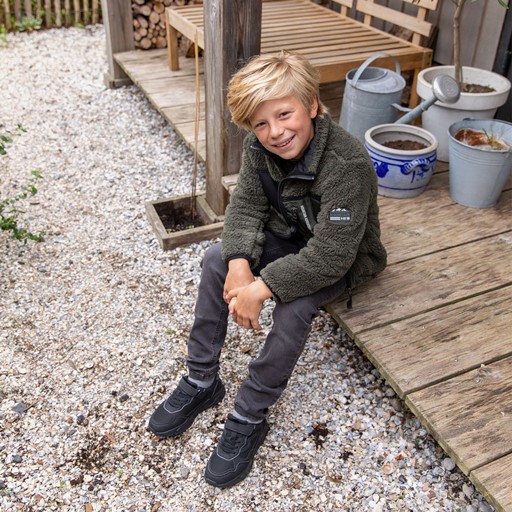 Jongens teddy vest groen