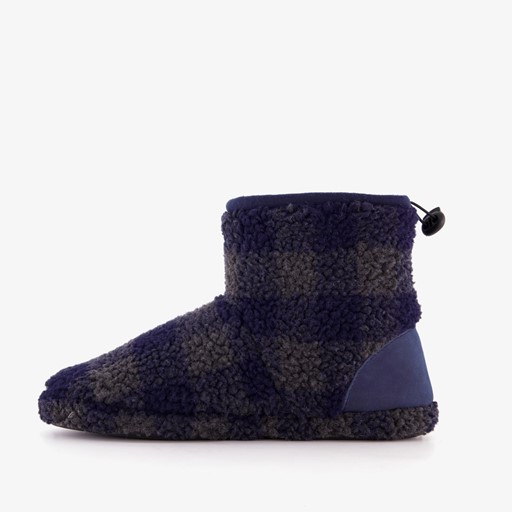 Teddy heren pantoffels blauw