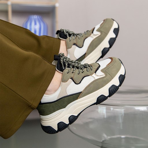 Dames dad sneakers kaki groen