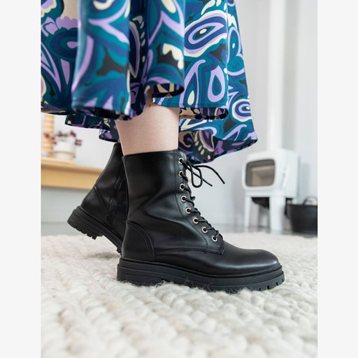 Dames veterboots zwart