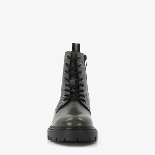 Leren dames veterboots groen