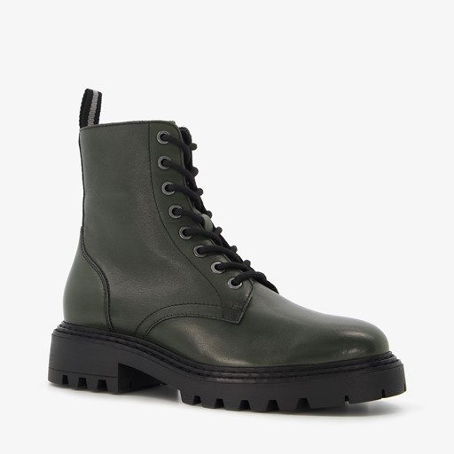 Leren dames veterboots groen