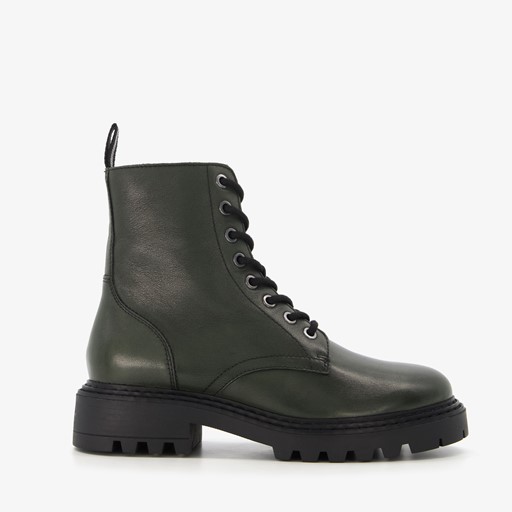 Leren dames veterboots groen