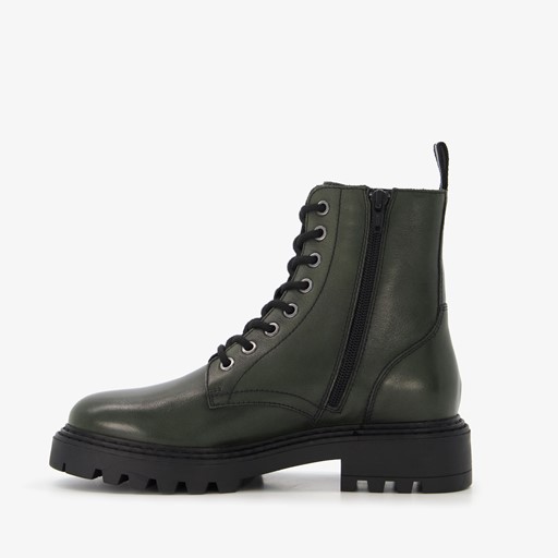 Leren dames veterboots groen
