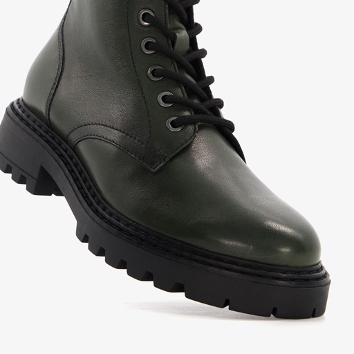 Leren dames veterboots groen