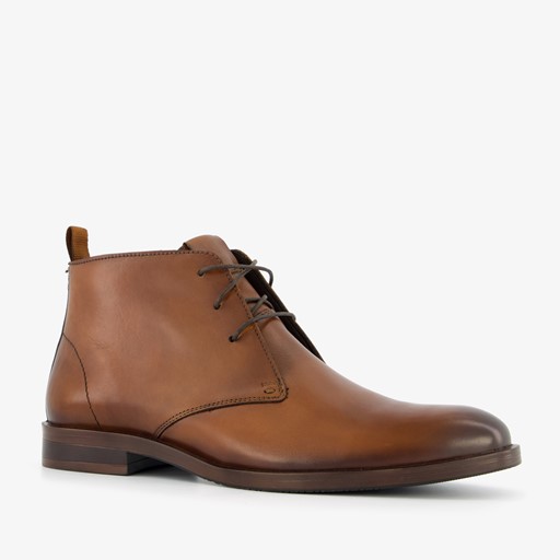 Hoge leren heren veterschoenen cognac