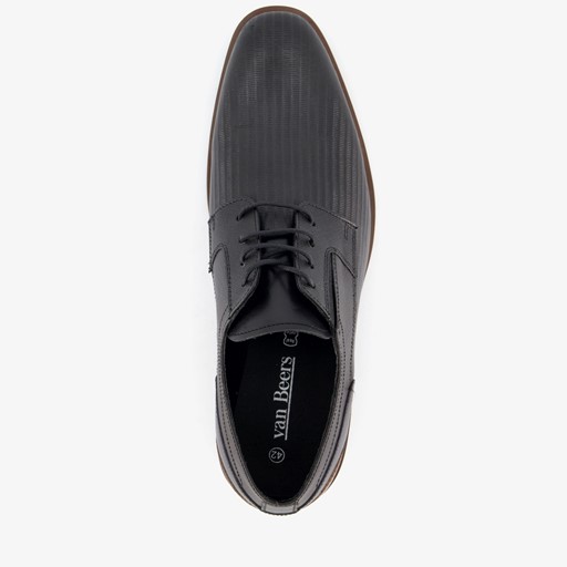 Leren heren veterschoenen zwart dessin