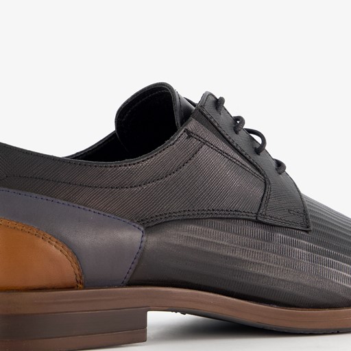 Leren heren veterschoenen zwart dessin