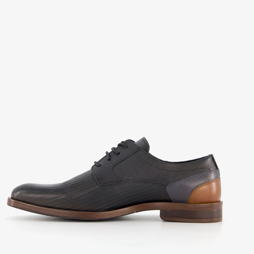 Leren heren veterschoenen zwart dessin